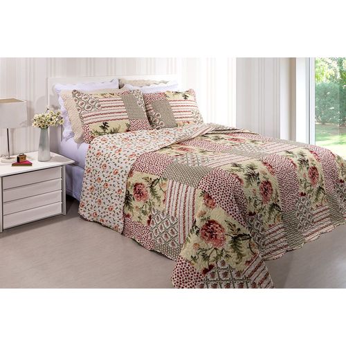 Colcha Patchwork - Queen Size - Dupla Face - C/ Porta Travesseiros - Cannes 7 - Rozac
