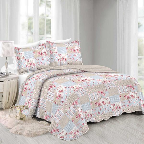 Colcha Queen Camesa Evolution Patchword 260x240cm Azalea