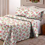 Colcha Queen 3 Peças Floral Branca - Corttex