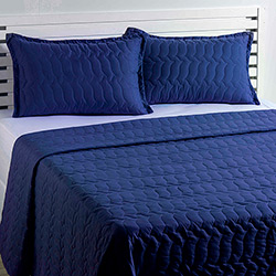 Tudo sobre 'Colcha Casal Boutis Basics Azul com 2 Porta-Travesseiros - Casa & Conforto'