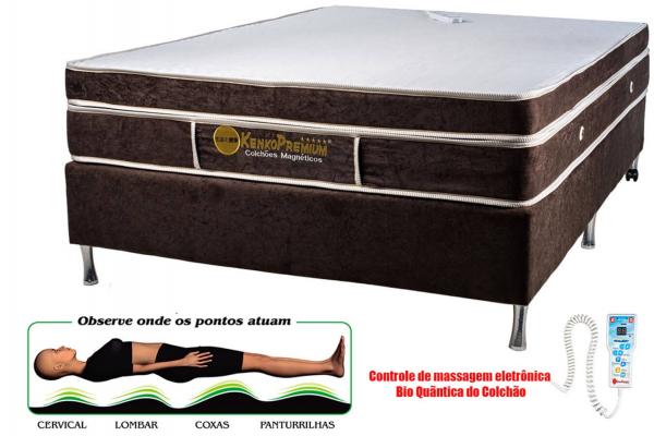 Colchão Magnético Kenko Premium Casal 1,38x1,88x27cm Plus C/ Massagem Eletrônica Energia Bioquãntica + Cromoterapia