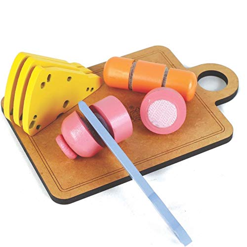Coleção Comidinhas - Kit Frios com Corte - NewArt - Brinquedo de Madeira