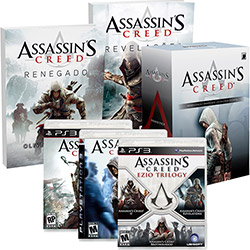 Coleção Especial Assassin's Creed: Coleção Completa com 5 Jogos da Saga - PS3 + Livro Assassin's Creed: Revelações + Livro Assassin's Creed: Renegado + Box Livro Assissin's Creed: Renascença, a Cruzada Secreta e Irmandade