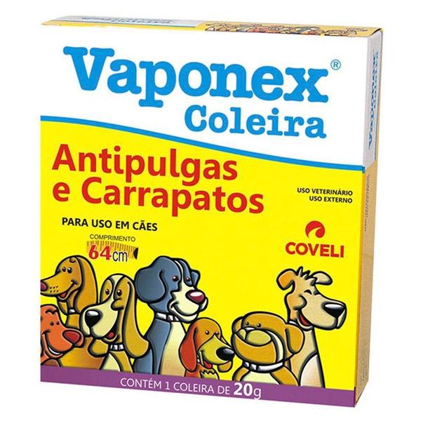 Coleira Antipulgas e Carrapatos Coveli Vaponex para Cães 20g