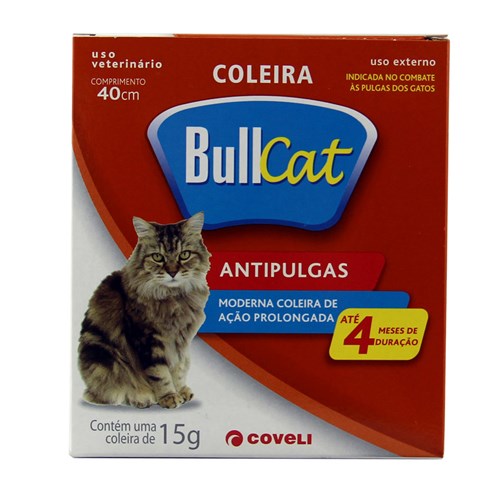 Coleira Bullcat Antipulgas e Carrapatos P/ Gatos 40cm Coveli