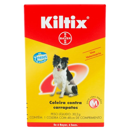 Coleira Kiltix Contra Carrapatos para Cães Entre 8 e 19kg com 30,2g 48cm de Comprimento 1 Unidade
