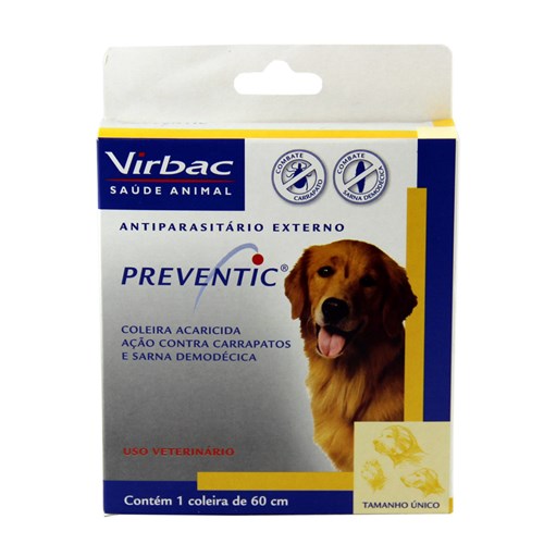 Coleira Preventic Cães Virbac Anti-Carrapatos e Sarna