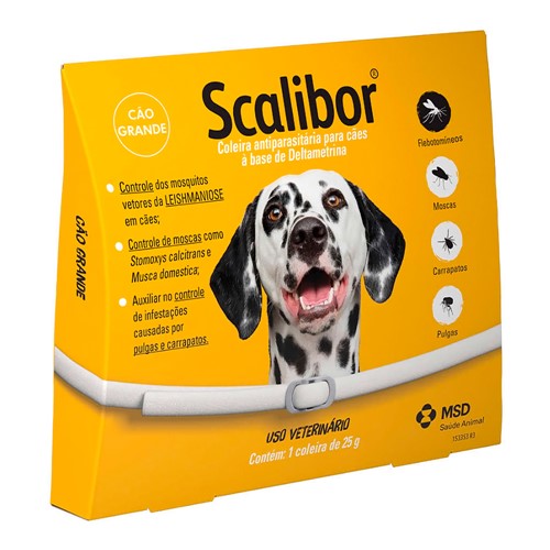 Coleira Scalibor Antiparasitária para Cães Combate Infestação de Carrapatos, Pulgas e Mosquitos Leishmaniose 65cm 25g