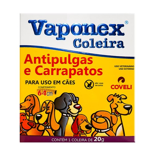 Coleira Vaponex Antipulgas e Carrapatos para Cães com 1 Unidade de 20g 64cm