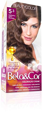 Coloração Permanente Bela & Cor 5.3 Castanho Claro Dourado, BELA&COR