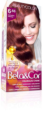 Coloração Permanente Bela & Cor 6.66 Vermelho Intenso, BELA&COR