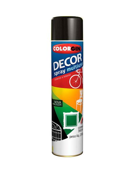 Colorgin - Tinta Spray Decor 360ml - Preto Brilhante - 8701