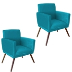 Poltrona Cadeira Decorativa Beatriz Sala Quarto Escritório Recepção Suede Azul Marinho -