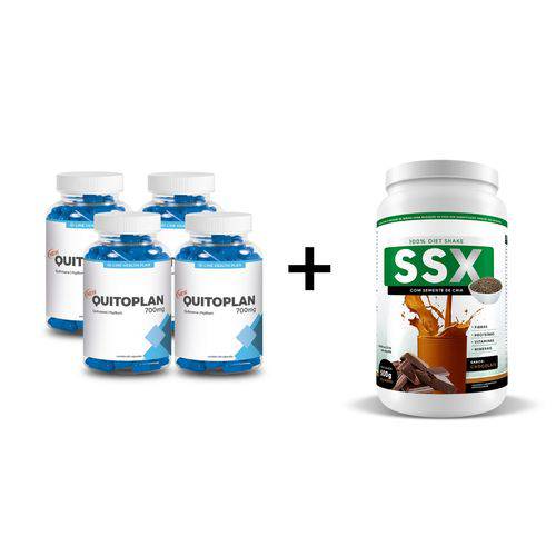 Combo 4 Potes Quitoplan 60CPS + Ssx Shake 500G - Chocolate
