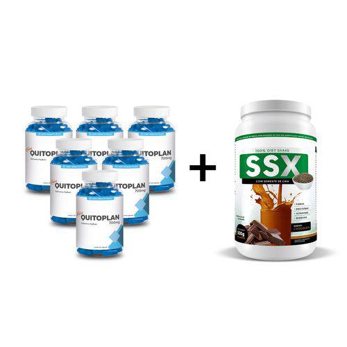 Combo 6 Potes Quitoplan 60CPS + Ssx Shake 500G - Chocolate