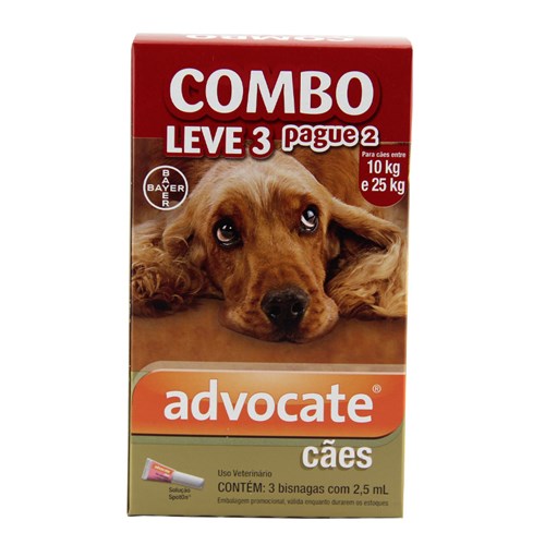 COMBO Advocate Cães 10 a 25kg 2,5ml Bayer