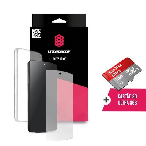 Combo Capa Transparente + Película de Vidro + Cartão de Memória 8gb Ultra Velocidade Sandisk para L