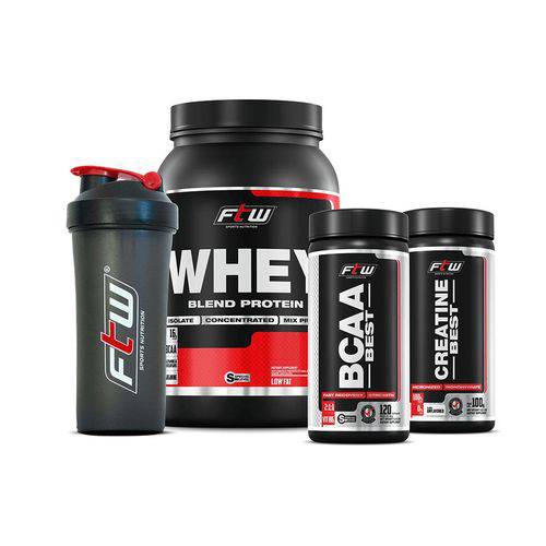 Combo Econômico Wpb Ftw Fitoway - (whey Chocolate 900gr + Bcaa Best 120caps + Creatina Best 100gr + Coqueteleira)
