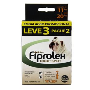 Combo Fiprolex Cães 11 a 20kg Anti-pulgas e Carrapatos (LEVE 3 Pague 2) - Ceva