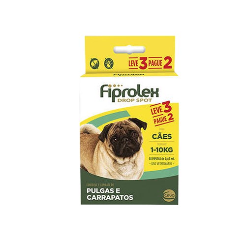 Combo Fiprolex Cães Até 10kg 3 Pipetas Ceva Anti-pulgas e Carrapatos