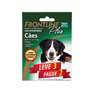Combo Frontline Plus Cães 40 a 60kg Merial 3 Pipetas