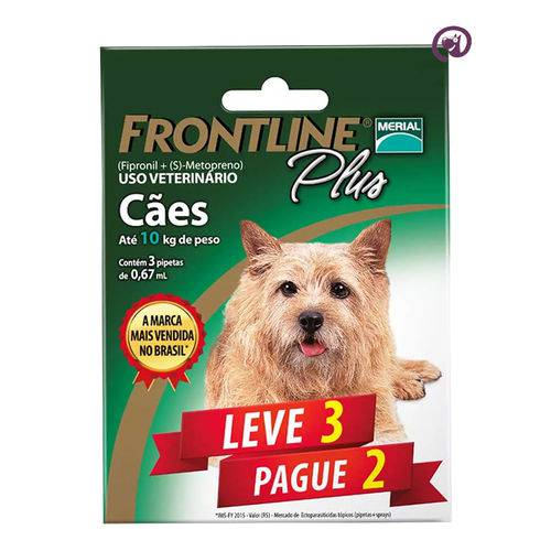 Combo Frontline Plus Cães Até 10kg Merial 3 Pipetas