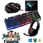 Combo Gamer Fortnite 2019 - Teclado + Mouse + Headset + Mousepad