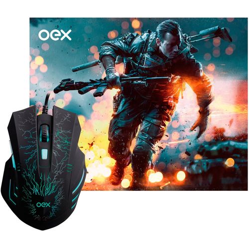 Combo Gamer Stage Mouse e Mousepad 2400dpi Mc101 Oex Game