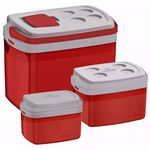 Combo Kit 3 Caixas Térmicas - 32, 12 e 5 Litros Vermelha Soprano
