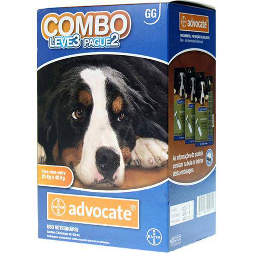 Combo Leve 3 Pague 2 - Advocate Caes 25 a 40 Kg (4,0 Ml) - Bayer
