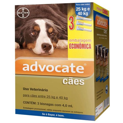 Combo Leve 3 Pague 2 - Advocate Caes 25 a 40kg (4,0ml) - Bayer