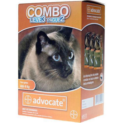 Combo Leve 3 Pague 2 - Advocate Gatos Ate 4 Kg (0,4Ml) - Bayer