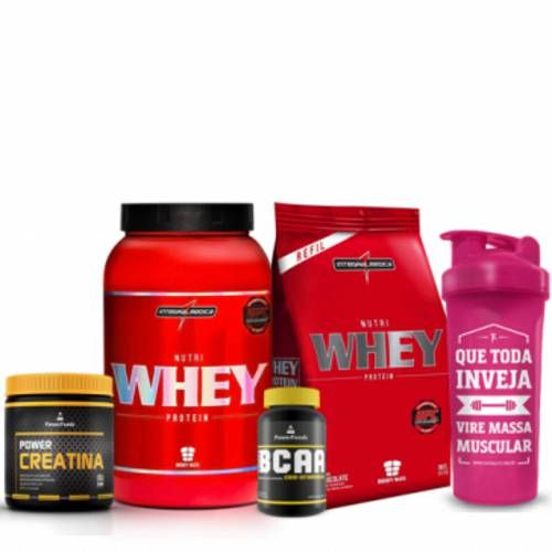 Combo Nutri Whey Pote 907g Refil 907g Power Bcaa 120 Caps Power Creatina Coq.R - Baunilha