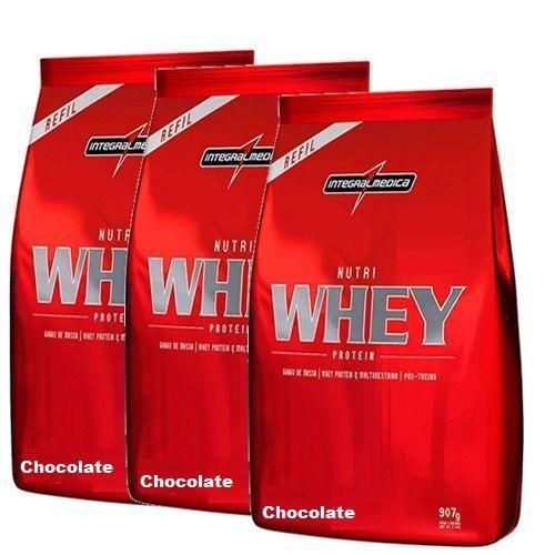 Combo 3 - Nutri Whey Protein - Refil Chocolate 907g - Integralmédica - Integral Médica