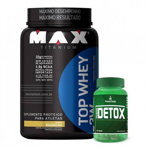 Combo Power Detox Top Whey 3w - Morango