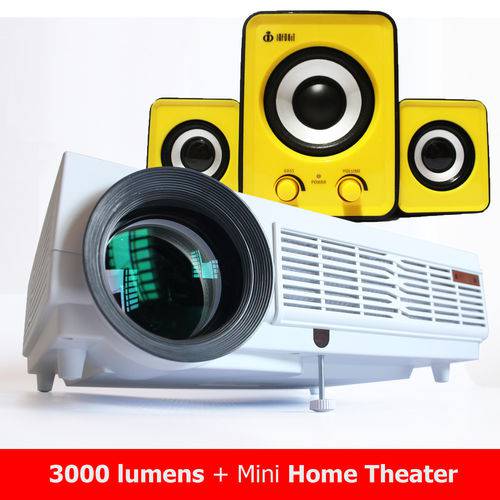 Tudo sobre 'Combo Projetor Datashow Profissional 3000 Lumens + Mini Hhome Theater Aula Igreja Palesta Eventos'
