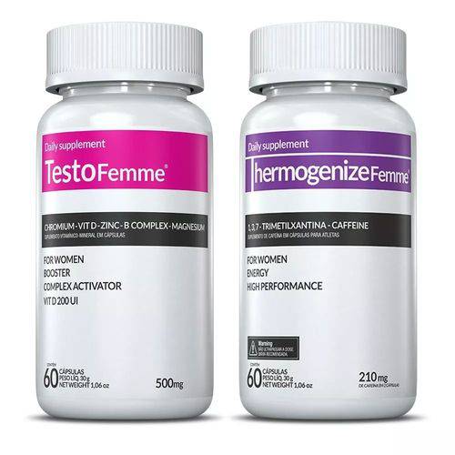 Combo Testofemme 500mg + Thermogenize Femme Inove Nutrition 60 Capsulas