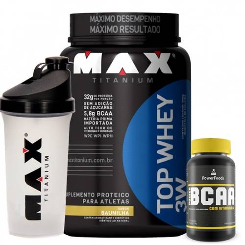 Combo Top Whey 3w Powerbcaa Coqueteleira - Vitamina de Frutas