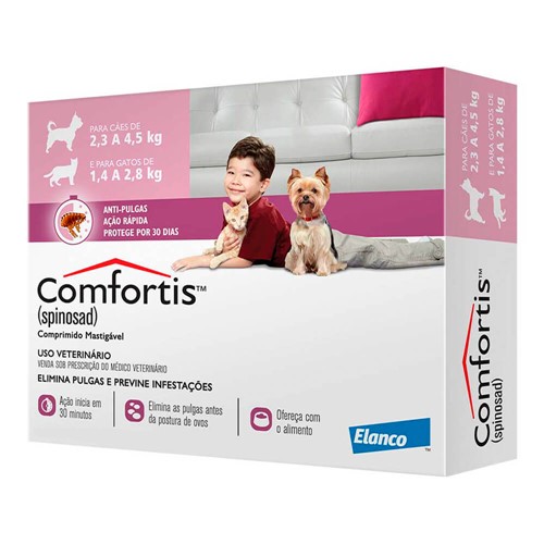 Comfortis Anti Pulgas para Cães de 2,3 a 4,5kg e Gatos de 1,4 a 2,8kg com 1 Comprimido