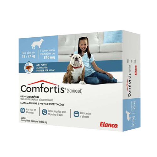 Comfortis Antipulgas Cães 18 a 27kg 810mg 3 Comprimidos Elanco