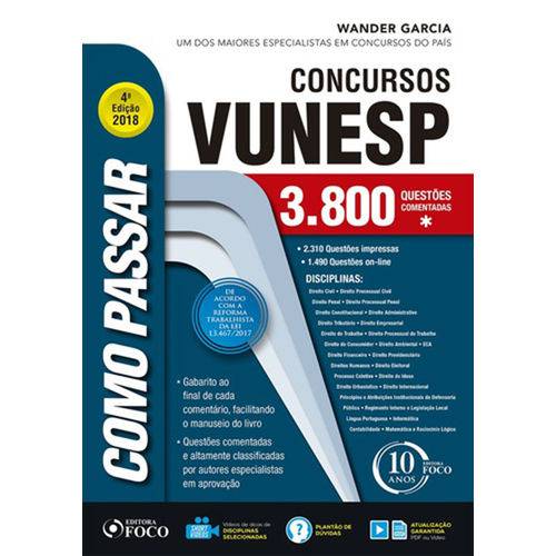 Como Passar em Concursos da Vunesp - 3.800 Questões