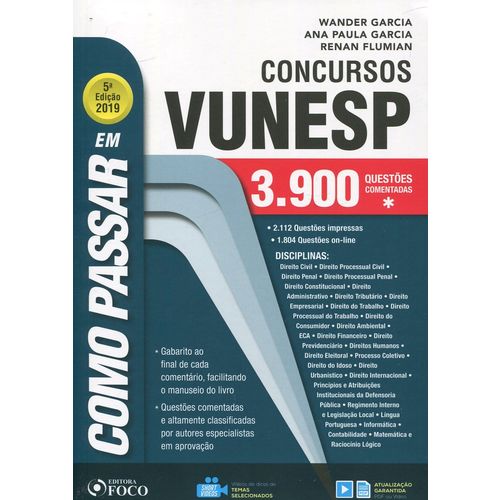 Como Passar em Concursos da Vunesp - 3900 Questões - 5ª Edição (2019)