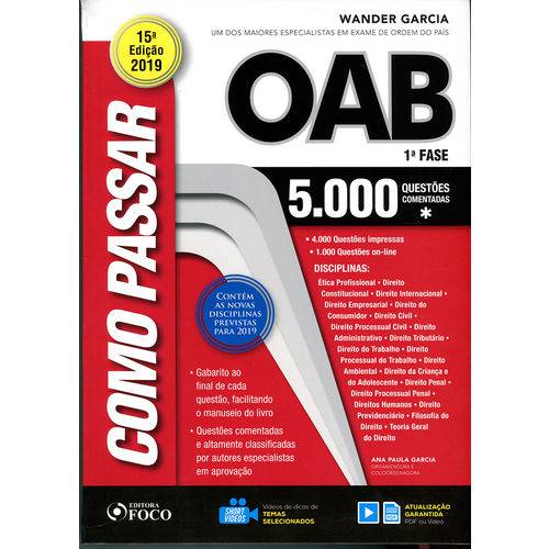 Como Passar na Oab - 1ª Fase - 5.000 Questões Comentadas - 15ª Edição (2019)