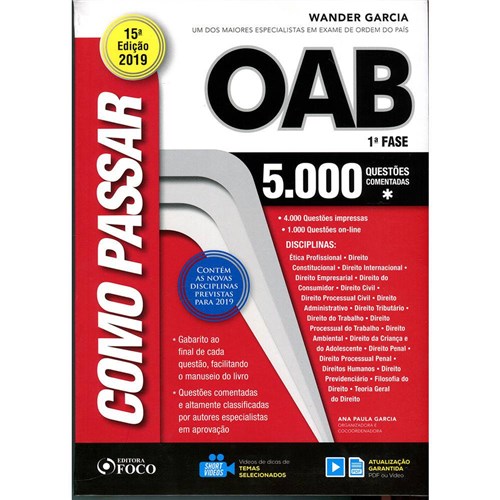 Como Passar na Oab - 1ª Fase - 5.000 Questões Comentadas - 15ª Edição (2019)