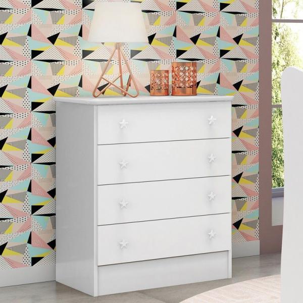 Cômoda Doce Sonho 4 Gavetas Branco Qmovi