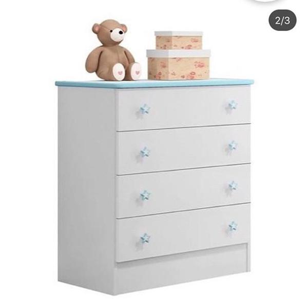 Cómoda Infantil 4 Gavetas Doce Sonho Azul Qmovi
