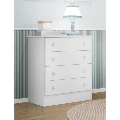 Cômoda 4 Gavetas Doce Sonho Branco/Branco - Qmovi