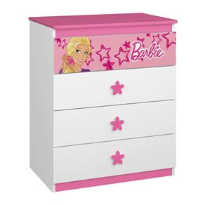 Cômoda Infantil Barbie Happy - Gavetas - Pink Pura Magia - Branco