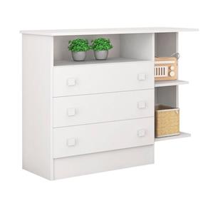 Cômoda Infantil 3 Gavetas com Nicho Doce Sonho Branco - LC Móveis - Branco