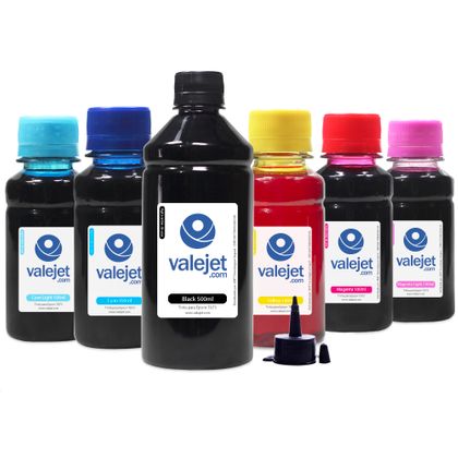 Compatível: Kit 6 Tintas para Epson Bulk Ink T673 Black 500ml Coloridas 100ml Kit 6 Tintas para Epson Bulk Ink T673 Black 500ml Coloridas 100ml